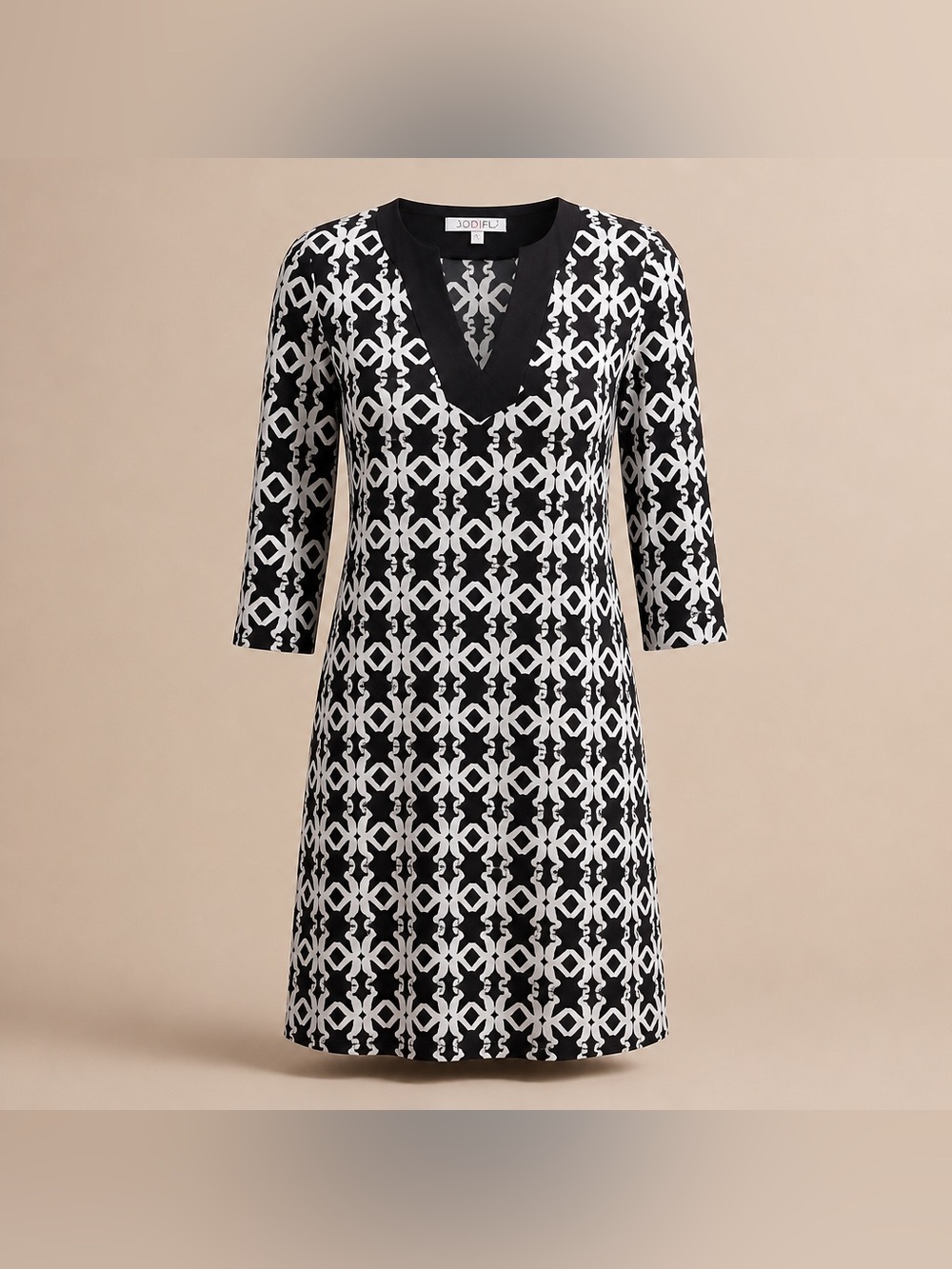 Joy Joy XS Modern Print Polyester Spandex Midi Dress